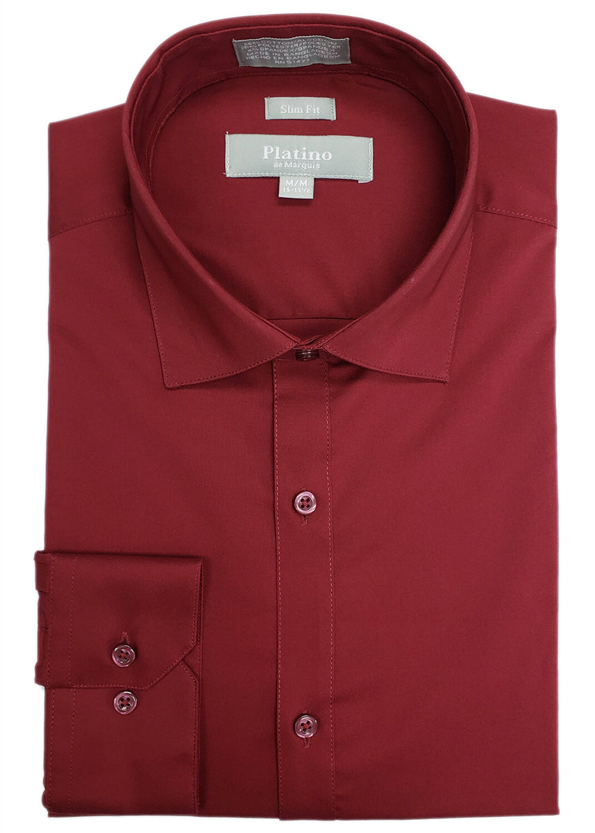 Burgundy Slim Fit Stretch Dress Shirt – Rome's Tuxedos & Suits