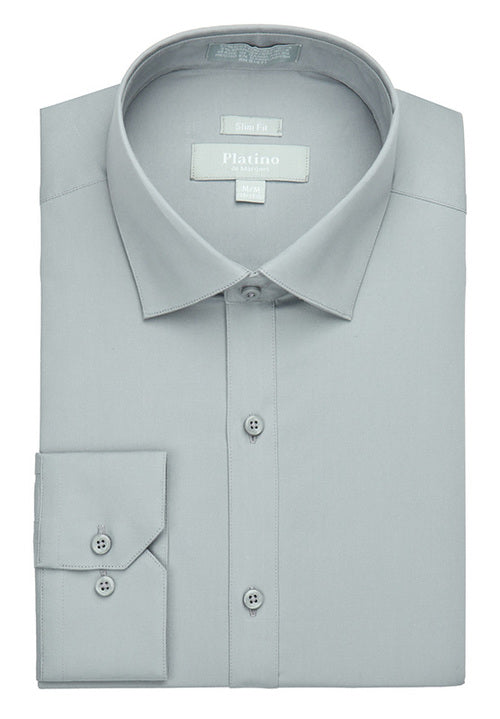 Light Grey Slim Fit Stretch Dress Shirt Rome's Tuxedos & Suits Light Grey Slim Fit Stretch Dress Shirt Rome's Tuxedos & Suits