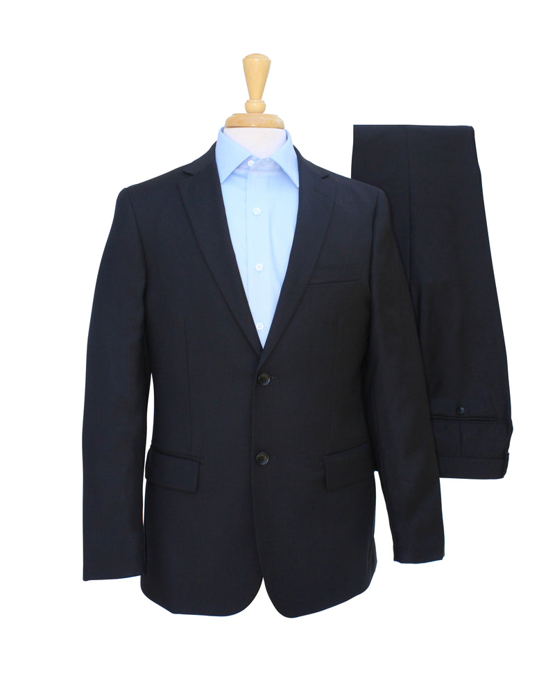 Tailored Fit Black Wool Suit