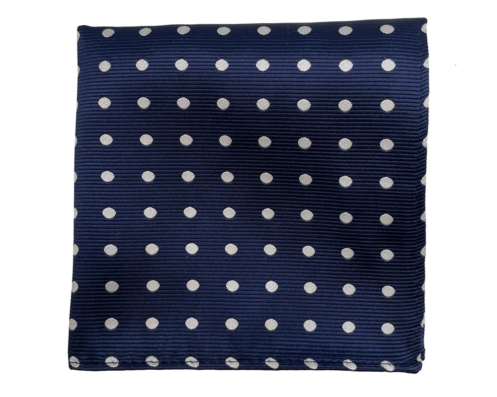 NAVY POLKADOT POCKET SQUARE